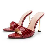 Maogu Trend Luxury Women's Sandals Flip Flops Pointed Toe Slides Party Shoes Women Summer Slippers Mules High Heels New 2024 42 35 raudona