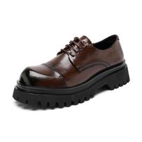Men Black Fashion Leather Men Shoes Platform Classic Fashion Shoes Lace up Increase Business Office Dress Leather Shoes 38 ruda