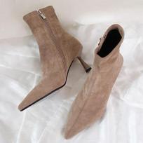 Moteriški zomšiniai aukštakulniai Chelsea batai su kulniuku Seksualūs smailianosiai Batai Žiema 2024 Mada Nauja Tendencija Vaikščiojimo Goth Chaussures Femme 35 chaki
