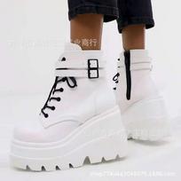 Winter Fashion High Platform Boots Leather High Wedges Ankle Boots Women 2024 New Female Punk Style High Heels Shoes for Woman20 35 balta