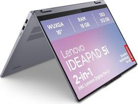 Lenovo IdeaPad 5 2-in-1 Laptop | 16 colių WUXGA ekranas | Intel Core Ultra 5 | 16GB RAM | 512GB SSD | Intel Graphics | Windows 11 Home | QWERTZ | Luna Grey | 3 mėnesių Premium priežiūra