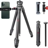 "COMAN Zero F38" anglies pluošto fotoaparatų trikojis su 360° panoramine rutuline galvute ir F38 vaizdo trikojis, skirtas visiems DSRL fotoaparatams, lengvas 15,3-156,7 cm aukščio trikojis, centrinė kolona, didžiausia apkrova 18 kg