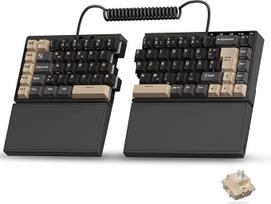 RK ROYAL KLUDGE S70 žaidimų klaviatūra Belaidė mechaninė ergonominė "Split Design" klaviatūra QWERTZ su riešo atrama, "Bluetooth/2.4G/USB-C", RGB apšvietimu, "Hot-Swap" linijiniais kreminės spalvos jungikliais