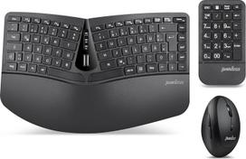 "Perixx" PERIDUO-606A 3-in-1 belaidė ergonomiška klaviatūra, vertikali pelė, skaitmeninė klaviatūra, reguliuojama riešo atrama, QWERTZ