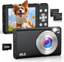 4K skaitmeninis fotoaparatas 48 MP automatinio fokusavimo fotoaparatas su 32GB kortele, 16X skaitmeninis priartinimas, kompaktiškas skaitmeninis fotoaparatas su 2 baterijomis pradedantiesiems