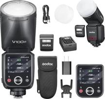 GODOX V100F blykstės įrenginys V100-F 100W apvali galvutė su jutikliniu ekranu "Fuji" blykstei, 2.4G belaidis su išorine Speedlite blykste ir pasaulinio užrakto blykstės sinchronizavimu 1/80 000 s, integruotas ličio akumuliatorius