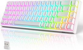RK ROYAL KLUDGE RK G68 mechaninė klaviatūra Belaidė 65% QWERTY JAV RGB žaidimų klaviatūra "Bluetooth/2.4G/Wired PBT" klavišų dangteliai Nuimamas rėmelis Keičiamas mėlynas jungiklis, baltas
