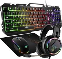 SPIRIT OF GAMER Pro-MKH5 Gaming 4-in-1 Set - Gaming Keyboard RGB AZERTY Anti-Ghosting/Gaming Mouse 7 Buttons RGB 6400 DPI/RGB/Anti-Slip Pad/PC PS4 PS5 Xbox One Mac