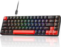 TMKB T68 Rapid Trigger mechaninė žaidimų klaviatūra su magnetiniais jungikliais, RGB apšvietimas, laidinė C tipo, kompaktiška 68 klavišų klaviatūra, N-Key Rollover, suderinama su Windows/Mac/Linux, JAV išdėstymas, juoda