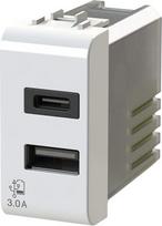 USB3.0 USB maitinimo šaltinis 3 amp 2 išėjimai į vieną modulį su A ir C tipo jungtimis, suderinamas su "Gewiss Chorus White