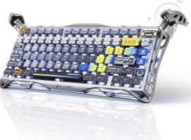 "GravaStar Mercury K1 Pro" žaidimų klaviatūra, belaidė, aliuminio lydinio, 75 % išdėstymas, pritaikyta mechaninė klaviatūra, patvarus dizainas ir unikali estetika, tarpžvaigždinė sidabrinė