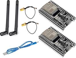 DUBEUYEW 2vnt ESP32 DevKitC Core Board ESP32 programavimo plokštė ESP32-WROOM-32U rinkinys "Arduino" su antena ir kabeliu