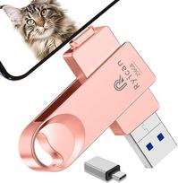 [Be programėlės] USB atmintinė iPhone, "Ryican 4-in-1" atmintinė iPhone 256GB USB C atmintinė Mobilusis telefonas Nuotraukų saugykla USB 3.0 išorinė atmintis iOS/išmaniesiems telefonams/Pad/OTG Android/PC/Tablet, rožinė
