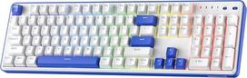 "Redragon K685 PRO" 104 klavišų belaidė tarpinė RGB žaidimų klaviatūra, 3 režimų 100% išdėstymo klaviatūra su "Hot Swap" pagrindu, garsą sugeriančiomis pagalvėlėmis ir linijiniais raudonos spalvos jungikliais, maža mėlyna ir Oia balta