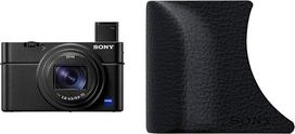 "Sony RX100 VII" kompaktiškas aukščiausios klasės fotoaparatas su 4K vaizdo įrašu, 24-200 mm F2.8-4.5 Zeiss priartinančiu objektyvu, 1 colio jutikliu, automatiniu fokusavimu sekant akis, 4K filmavimu ir pakreipiamu ekranu + "Sony AG-R2" rankena