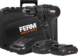 FERM pramoninis akumuliatorinis gręžtuvas - FI20V - 50Nm - 4 kontaktų variklis - su 2x 2,0Ah akumuliatoriais ir dėklu