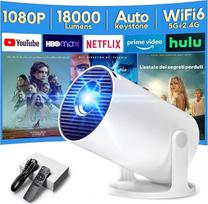 Mini projektorius, palaikantis 1080P [Android 11 ir automatinis lizdinės plokštumos koregavimas] AKIYO O2 išmanusis projektorius su "WiFi 6" ir "Bluetooth 5.2", mažas projektorius su 180° pasukimo galimybe, suderinamas su HDMI / išmaniuoju telefonu / USB