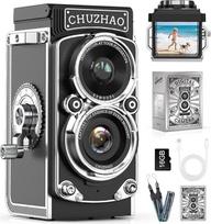 Mini retro fotoaparatas Senovinis fotoaparatas 12MP 1080P FHD skaitmeninis fotoaparatas TLR Automatinis fokusavimas Fotoaparatas su 16GB atminties kortele Fotoaparatas Nešiojamasis kompaktiškas fotoaparatas vaikams paaugliams Studentas Pradedantiesiems Do