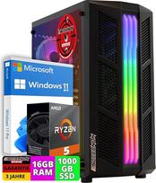 ScreenOn žaidimų kompiuteris "Ryzen 5 5600G" - "Radeon Vega 7" (2GB) vaizdo plokštė - 16GB RAM DDR4 3200 MHz - 1000GB SSD - "Windows 11 Pro" - WLAN 300Mbps - žaidimų kompiuteris su 3 metų garantija