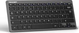 TECKNET belaidė kompiuterio klaviatūra, belaidė klaviatūra "Windows" ir "Android" išmaniesiems televizoriams, itin ilga baterijos veikimo trukmė, itališkas QWERTY išdėstymas, tyli ir itin plona, pilka