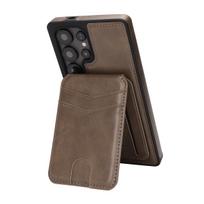 Magnetinis odinis dėklas su kortelių laikikliu Samsung S24 - 25 serijai Daugiafunkcinis stovas Atsparus smūgiams Samsung Galaxy S24 juoda