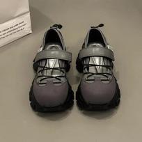 Retro Thick Bottom Mary Jane Shoes Women New Fashion Chunky Heel Women's Sneakers Black Gray Heightening Shallow Single Shoes 35 pilka spalva