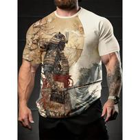 Harajuku Samurai T-Shirt For Men 2025 New Fashion Casual Men's T Shirt Short Sleeve Summer Anime Japanese 3d Printed Y2k Tops S