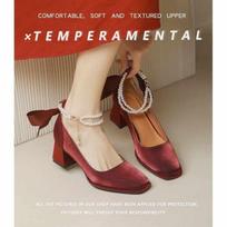 2024 New Women High Heels Mary Jane Comfort Shoes Party Wedding White Red Ruffles Bow Princess Lolita Pumps Size 34-40 34 raudona