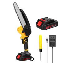 21V 8 colių nešiojamieji elektriniai genėjimo pjūklai Maži medienos skaldymo grandininio pjūklo šepečio variklis viena ranka 2pcs batteries EU Plug įvairiaspalvis