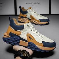 Brand Men's Sneakers Designer Comfortable Running Shoes for Men Outdoor Non-Slip Casual Shoes Fashion Platform Board Shoes Male 39 chaki