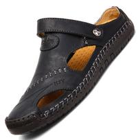 2024Beach Roman Sandals Men Sandals Sandals Slippers Bohemia Hot Classic Summer Men's Sandals Genuine Leather Soft Breathable Sh 38 juoda