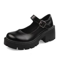Women Japanese Lolita Shoes Vintage Soft High Heels Platform Leather College Student Mary Jane Ladies Wedges Shoes for Women 35