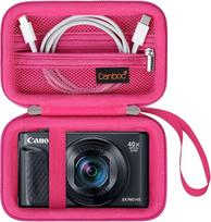 "Canboc" rožinis dėklas "Canon PowerShot SX740 SX730 SX720 SX620 G7X" skaitmeniniam fotoaparatui, "Point and Shoot Vlogging" fotoaparato krepšys, užtrauktuko tinklelio formos krepšys, kuriame telpa USB kabelis, baterijos,