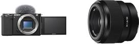 "Sony Alpha ZV-E10" APS-C veidrodinis beveidrodis fotoaparatas su keičiamais objektyvais (pasukamas ekranas vaizdo įrašams ir standartinis objektyvas SEL-50F18F (fiksuotas židinio nuotolis)