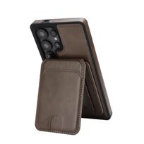 Magnetinis odinis dėklas su kortelių laikikliu Samsung S24 - 25 serijai Daugiafunkcinis stovas Atsparus smūgiams Samsung Galaxy S24 juoda