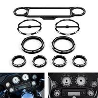 9 vnt. Motociklo stereo akcento+spidometro+garsiakalbio apdailos žiedas Harley Touring Electra Glide Street Glide 1996-2013