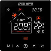Programuojamas WiFi termostatas GRAND MEYER SN-20, 16 A, 230V, liečiamu ekranu, el. grindų šildymui,