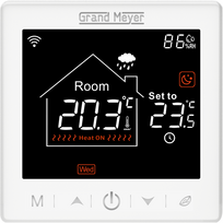 Programuojamas WiFi termostatas GRAND MEYER SN-10, 16 A, 230V, liečiamu ekranu, el. grindų šildymui,