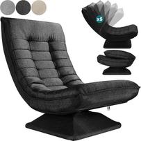 "Casaria®" fotelis Reguliuojamas atlošas 360° kampu pasukamas sulankstomas 150 kg keliamoji galia 60 x 105 x 87 cm Paminkštintas svetainės žaidimų poilsio grindų fotelis juodas