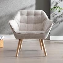 "chairus" minkštas fotelis Lininis viengubas sofos poilsio krėslas gyvenamajam kambariui Šiuolaikinis fotelis su medinėmis kojomis (smėlio spalvos-1)