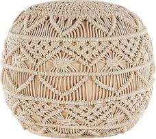 "Kayseri Pouf" megztas taburetės kamuolys Sėdynės pagalvėlė 40 x 40 cm apvalus medvilninis smėlio spalvos