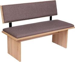 "kundler home" kampinis suolas arba virtuvės suolas su atlošu 125 x 85 x 48 cm, su paminkštinimu, užtikrinančiu didelį sėdėjimo komfortą, idealiai tinka kaip suolas valgomajame, lengvai surenkamas, "The Stylish", "Premium" ąžuolo dekoras
