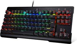 "Redragon K561 VISNU QWERTZ" mechaninė žaidimų klaviatūra, 87 klavišai su apsauga nuo "dvasių", RGB apšvietimas, laidinė kompaktiška klaviatūra su mėlynu jungikliu, skirta nešiojamiesiems kompiuteriams, "Windows" ir kompiuteriniams žaidimams