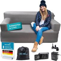 "Skandika Easy Air Premium" dvigulė oro sofa, lauko pripučiama sofa su elektrine pompa, skirta 2 žmonėms, įkraunama USB įkrovimo kabeliu, svečių lova, iki 200 kg, krepšys, oro sofa, stovyklavimas
