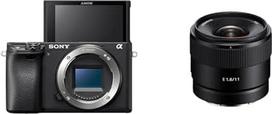 "Sony Alpha 6400" APS-C veidrodinis fotoaparatas (greitas 0,02 s automatinis fokusavimas su akių aptikimu, 4K filmavimas ir pakreipiamas ekranas vaizdo įrašams filmuoti) + 11F18