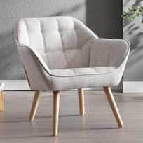 "Ya-Home" akcento kėdė fotelis, paminkštintas porankis, skaitymo kėdė su medinėmis kojomis, pagaminta iš lino, skaitymo kėdė, viengulė sofa, televizoriaus kėdė svetainei, miegamajam, svetainėms, smėlio spalvos