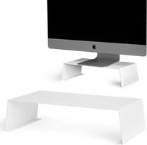 Monitoriaus stovas, stalinis stovas, metalinis stovas, kompiuterio, ekrano, nešiojamojo kompiuterio, stalo, biuro ergonomikos platforma, elegantiškas modernus lentynos dizainas, baltos spalvos