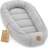 Muslino Kūdikių lizdas Kūdikių lovelė Bumper Baby 90 x 50 cm - Kūdikių lizdas Naujagimių lizdas Vaikų lova ir kūdikių lova Nešiojamas Cuddly Nest Coccon berniukams ir mergaitėms Medvilnė Grey