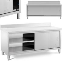 Royal Catering Sieninis darbo stalas su spinta ir apvadu su stumdomomis durimis 200 x 70 cm