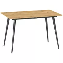 HOMCOM Išskleidžiamas valgomojo stalas 120/160 x 75 cm Virtuvės stalas 6-8 asmenims, modernus valgomojo stalas su plieninėmis kojomis, natūralios spalvos